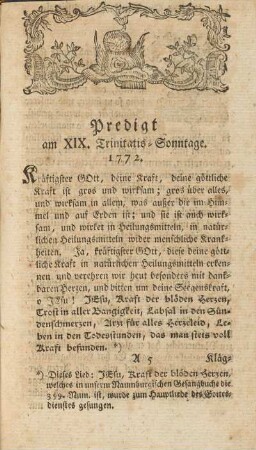 Predigt am XIX. Trinitatis-Sonntage 1772