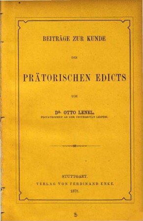 Beiträge zur Kunde des prätorischen Edicts