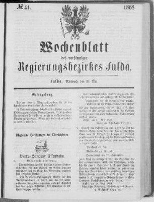 No. 41., Ausgabe vom 20. Mai 1868