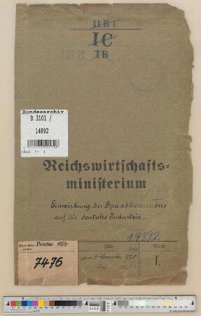 Einwirkung des Spa-Abkommens auf die deutsche Industrie