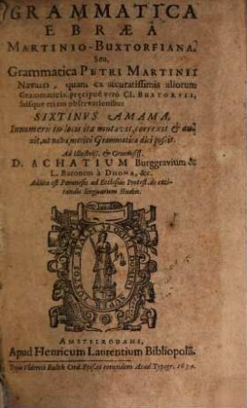 Grammatica Ebraea Martinio-Buxtorfiana, Seu, Grammatica Petri Martinii Navarri