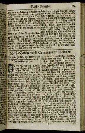 Buß-Beicht- und Communion-Gebethe. - Reise-Gebethe.