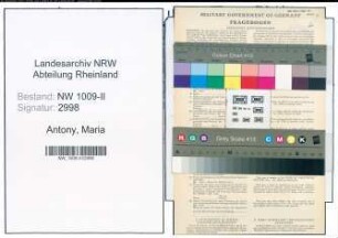 Entnazifizierung Maria Antony , geb. 06.09.1899 (Pflegerin)