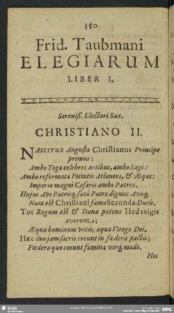 Frid. Taubmani Elegiarum Liber I.