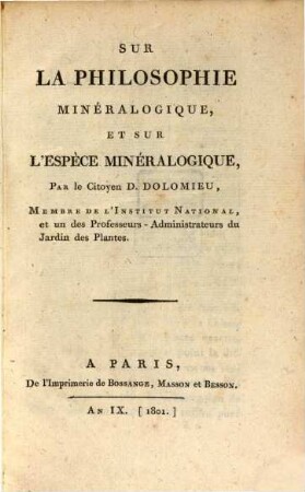 Sur la philosophie mineralogie