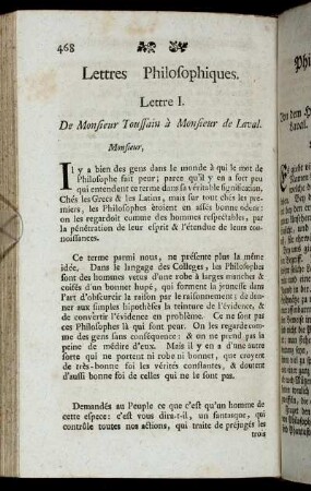 Lettres Philosophiques. = Philosophische Briefe.