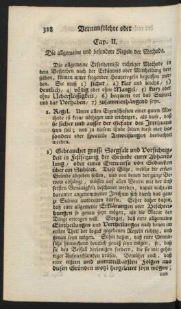 Cap. II. Die allgemeine und besondere Regeln der Methode.