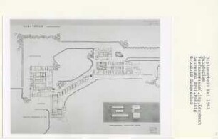 LVA-Sanatorium, Bad Oeynhausen (Diplomarbeit bei Peter Poelzig): Grundriss Erdgeschoss 1:200 und Funktionsschema Physikalische Therapie