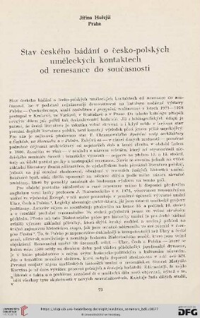 Stav českého bádání o česko-polských uměleckých kontaktech od renesance do současnosti