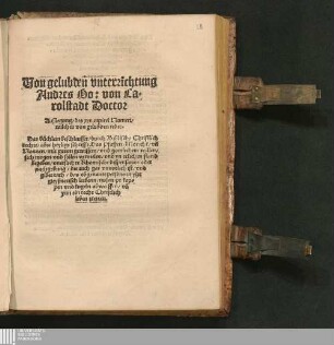 Uon gelubden vnterrichtung || Andres Bo: von Ca-||rolstadt Doctor : Außlegung/ des xxx. capitel Numeri/|| wilches von gelubden redet ...