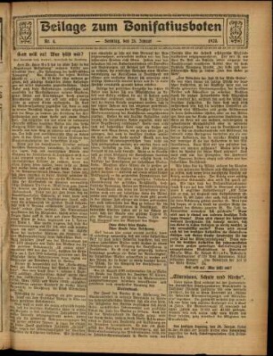 Zweite Ausgabe vom Sonntag, den 25. Januar 1925.