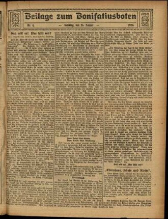 Zweite Ausgabe vom Sonntag, den 25. Januar 1925.