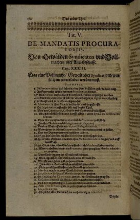 Tit. V. De Mandatis Procuratoris. Von Gewälden Syndicaten und Vollmachten uber Anwaldschafft.