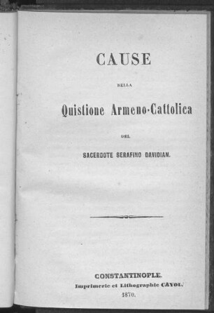 Cause della quistione Armeno-Cattolica