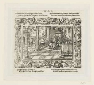 David spielt die Harfe, aus: "Biblische Figuren deß Alten Testaments", Frankfurt am Main 1562, S. K4 verso