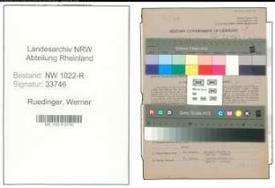 Entnazifizierung Werner Ruedinger , geb. 17.06.1905 (Kaufmaennischer Angestellter)