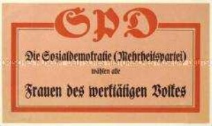 Wahlaufruf der SPD an Frauen