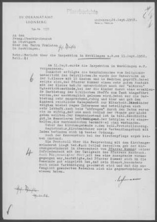 Merklingen (Weil der Stadt): Inspektionsbericht 1958
