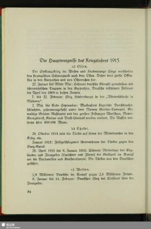 Die Hauptereignisse des Kriegsjahres 1915