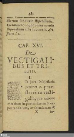 Caput XVI. De Vectigalibus Et Tributis