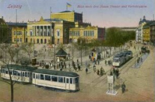 Leipzig: Blick nach dem Neuen Theater und Verkehrsturm