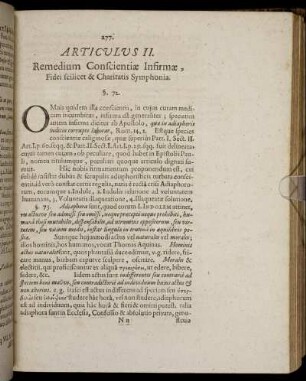 Articulus II. Remedium Conscientiæ Infirmæ, fidei scilicet & Charitatis Symphonia.
