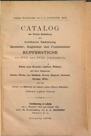 Leipziger Kunst-Auction von C. G. Boerner : ...Versteigerung am..., 26