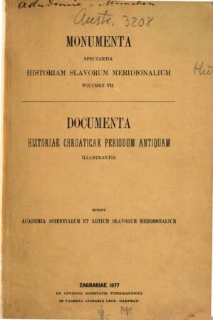 Documenta historiae Chroaticae periodum antiquam illustrantia