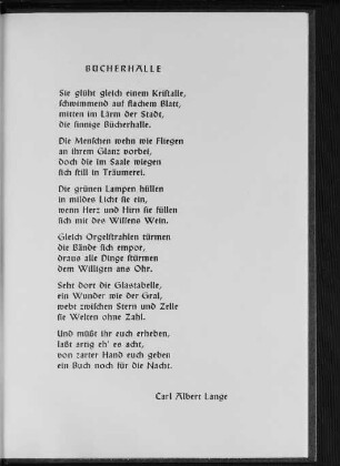 Gedicht: Bücherhalle
