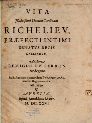 Vita cardinalis Richelieu