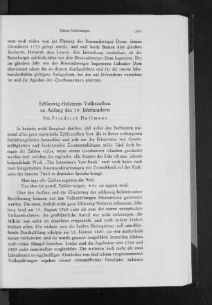 Schleswig-Holsteins Volksaufbau zu Anfang des 19. Jahrhunderts