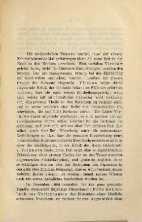 Ein Fall von melanotischem Sarkom der rechten Orbita mit Übergang auf die benachbarten knöchernen Theile des Schädels : Inaugural-Dissertation