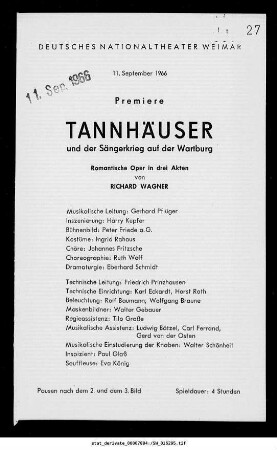 Tannhäuser und der Sängerkrieg auf der Wartburg