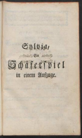 Sylvia, Ein Schäferspiel in einem Aufzuge