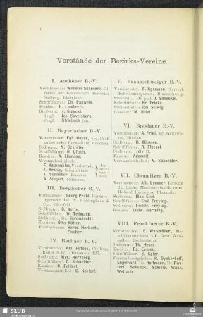 Vorstände der Bezirks-Vereine.
