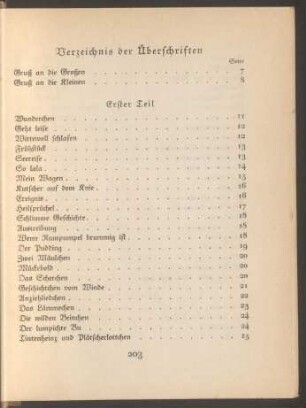 Verzeichnis der Überschriften