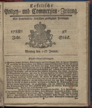 3tes Stueck, Montag den 21ten Januar. 1788