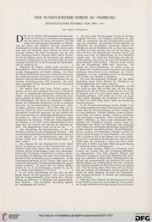 Der Kunstgewerbe-Verein zu Hamburg: Geschichtliches Rückbild von 1886-1911