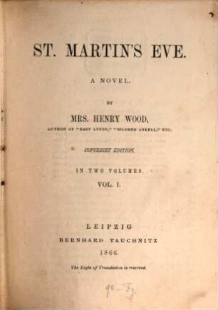 St. Martins's eve : a novel, 1