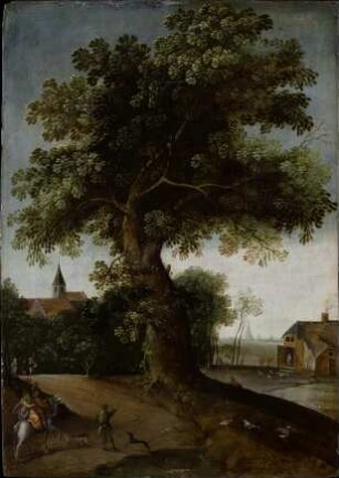 Landschaft mit großem Baum