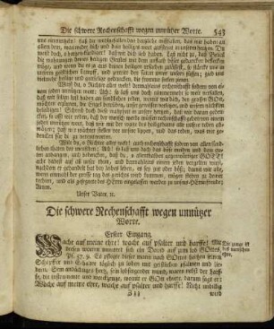 Die schwere Rechenschafft wegen unnützer Worte.