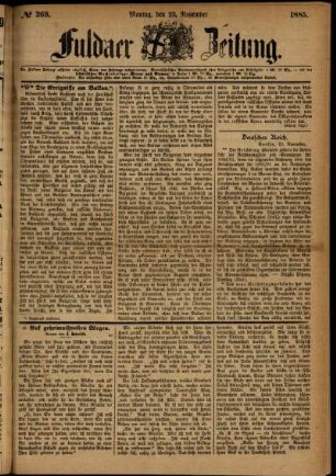 Ausgabe vom Montag, den 23. November 1885.