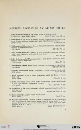 Meubles anciens du XVe au XIXe siècle (Nr. 1-155)