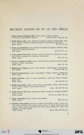 Meubles anciens du XVe au XIXe siècle (Nr. 1-155)