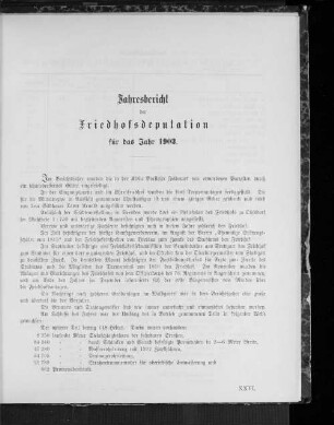 Jahresbericht der Friedhofsdeputation für das Jahr 1903.