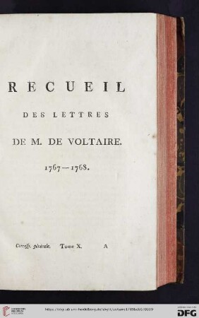 Recueil des lettres de M. de Voltaire 1767 - 1768