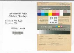 Entnazifizierung Hanna Beining , geb. 23.06.1907 (Lehrerin)