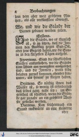 Wo, und wie die Stände der Bienen gebauet werden sollen.