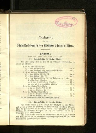 Abschnitt I. Von der Höhe der Schulgeldsätze.