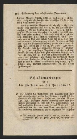 Schlußbemerkungen über die Declination des Pronomens.